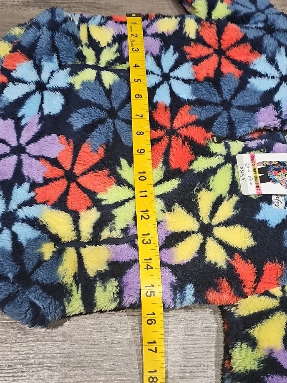 Hurley Kids Navy Fuzzy Pullover with Multicolor Floral Stars